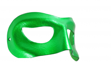 Fröhlich grüne Naturleder-Maske